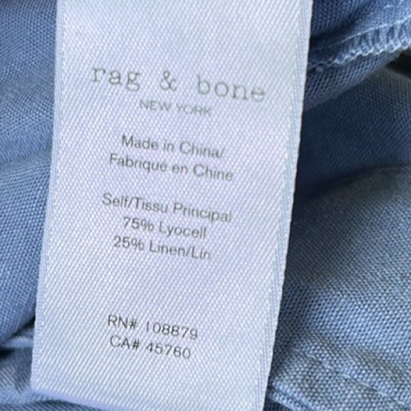 Rag & Bone Luna Jumpsuit Blue Linen Blend Excellent Size M - Picture 8 of 13